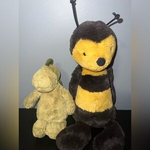 Jellycat Bashful Bee and Bashful Dino Stuffed Animals